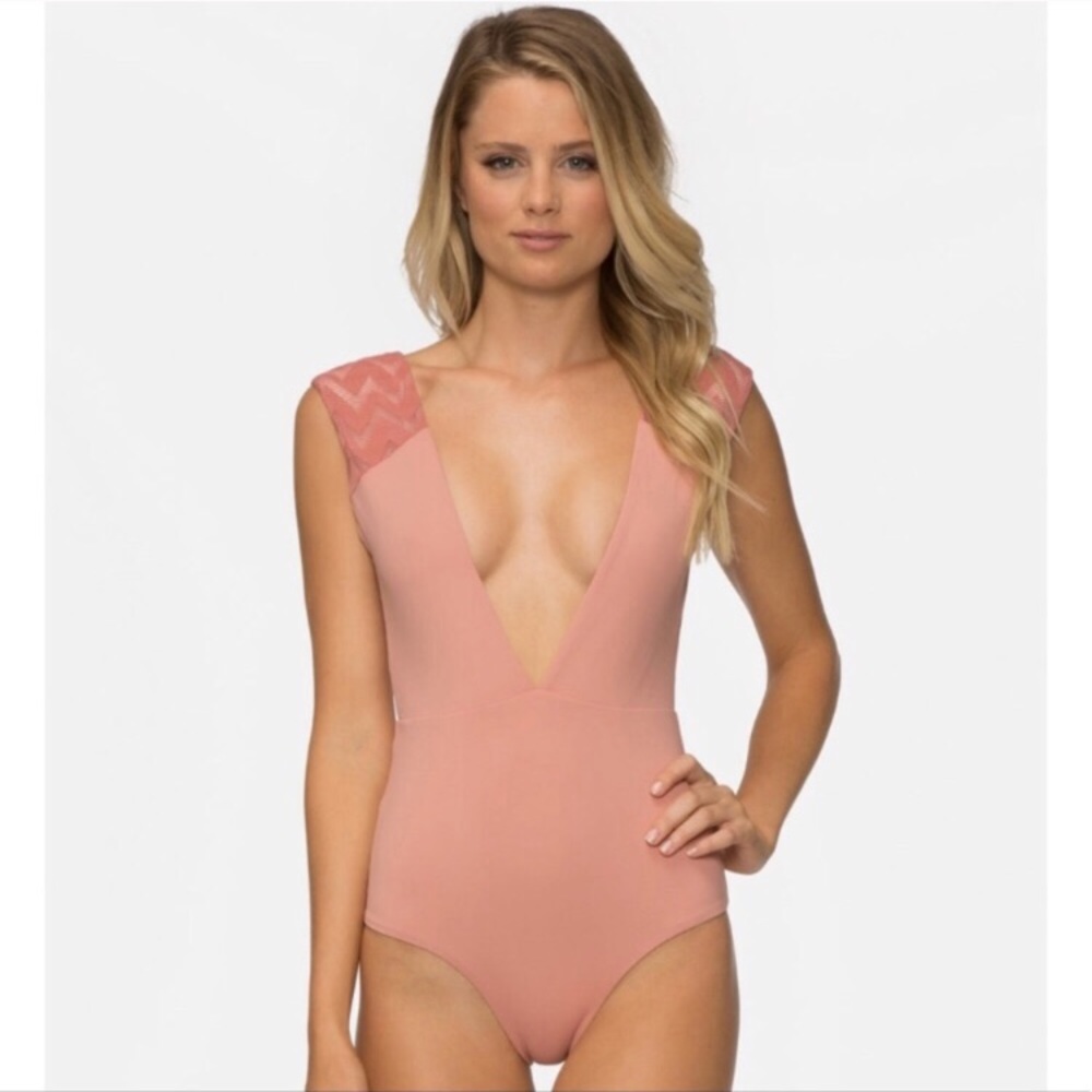 Tavik dusty rose one piece plunge swim